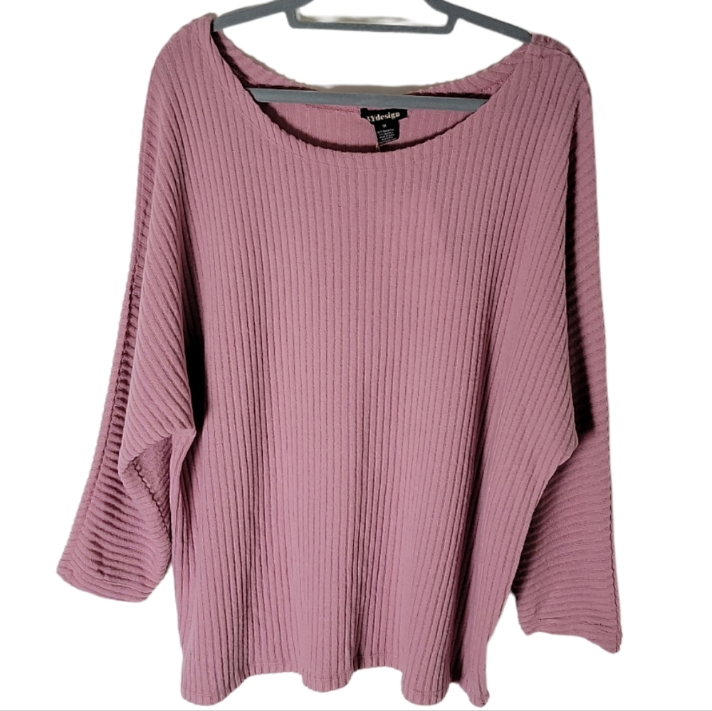 By Design Kate women's dolman sleeve ribbed knit pull over top plus 1X Lilac